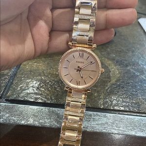 NWT Fossil Women's Carlie Mini Stainless Steel Quartz Watch, Stunning!